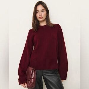 NWT Reformation Calloway Regenerative Wool Crew Neck Sweater in Burgundy Small